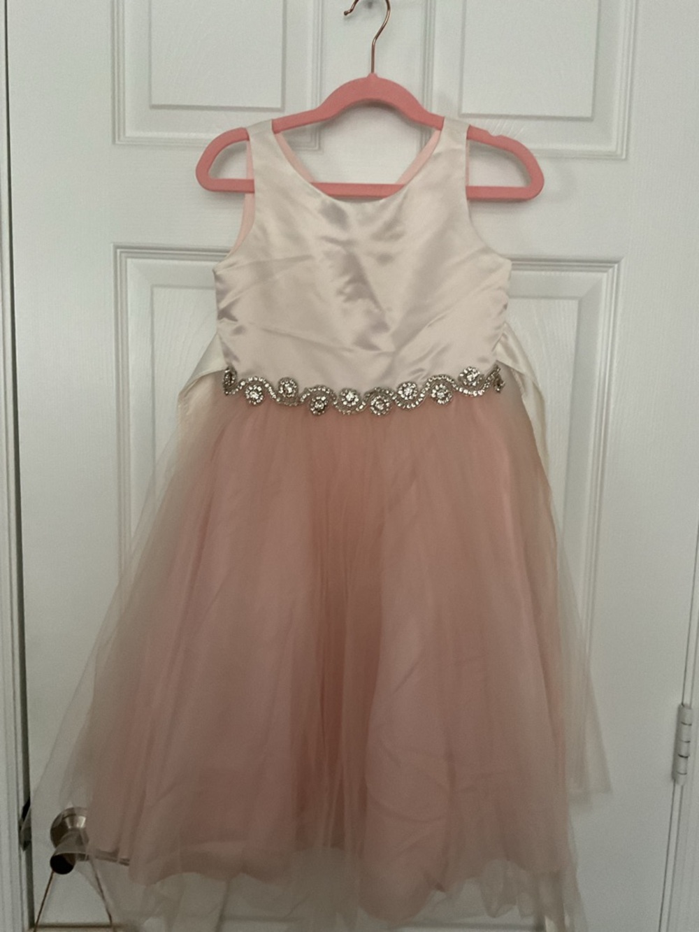 Ivory & Pink Tulle Party Dress with Jewel Waist NWOT size 5-6